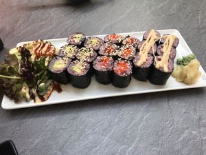 3 different rolls at Tiger Club Vegan Sushi in Berlin