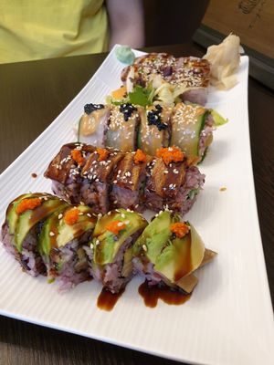 Differents kinds of Tiger rolls :3 at Tiger Club Vegan Sushi in Berlin