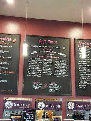 Soft serv menu  at Yoga-urt in Los Angeles