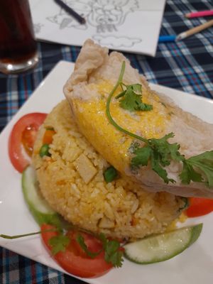 Vegan egg rice dish at Sen Vegan House in Ho Chi Minh City