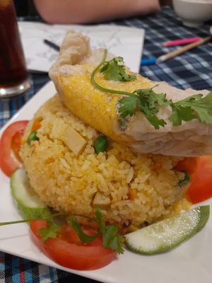 Vegan egg rice dish at Sen Vegan House in Ho Chi Minh City
