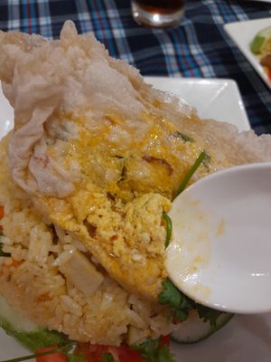 Vegan egg rice dish at Sen Vegan House in Ho Chi Minh City