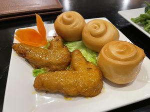 Roasted bean curd wings with fried dumplings, 59,000 VND  at Sen Vegan House in Ho Chi Minh City