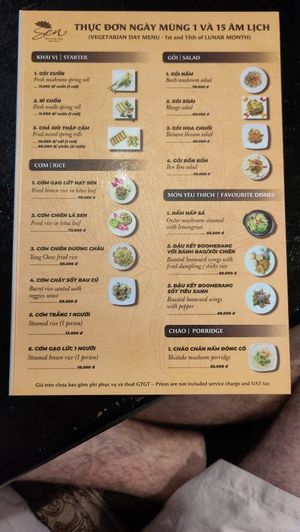A more up to date menu as of the time of upload. at Sen Vegan House in Ho Chi Minh City