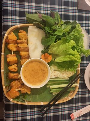 mock meat with spring rolls at Sen Vegan House in Ho Chi Minh City
