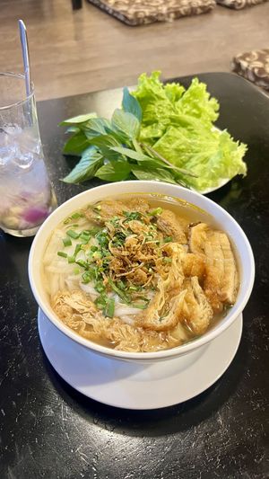 delicious pho and lotus juice  at Sen Vegan House in Ho Chi Minh City