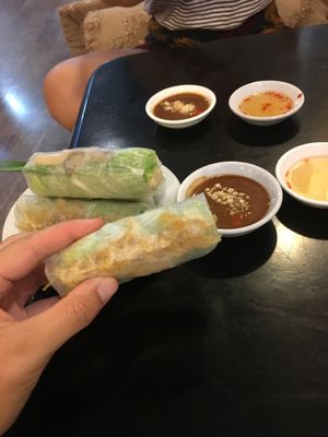 Fresh vegan pork spring rolls  at Sen Vegan House in Ho Chi Minh City