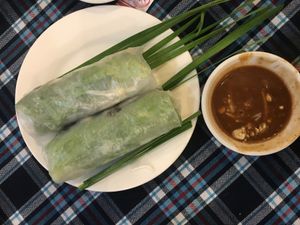 Fresh spring rolls = 10,000 VD each at Sen Vegan House in Ho Chi Minh City