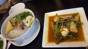 nice tofu stew and hu tieu Nam Vang at Sen Vegan House in Ho Chi Minh City