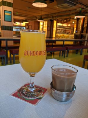 Beer and vegan chai at Bundobust in Liverpool