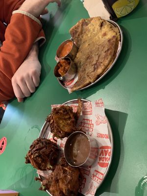 Bahjis and paratha   at Bundobust in Liverpool