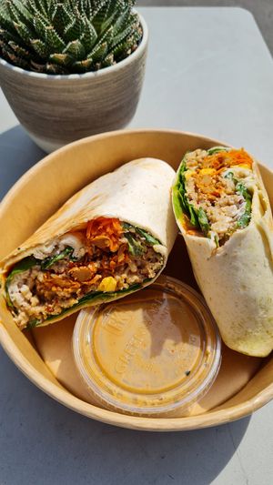 "It's a Wrap" with Peanut Sauce at Wild Bowls in Zurich