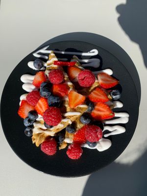 Buckwheat Protein Waffles at Wild Bowls in Zurich