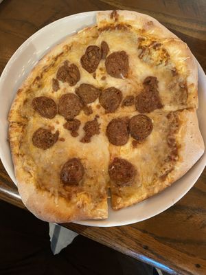 Vegan cheese, vegan sausage personal size  at Fields & Ivy in Lawrence