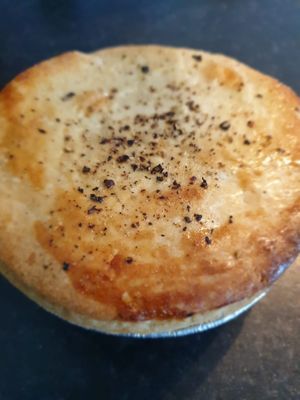 Seitan pie to take home, unwrapped  at Magpye  in North Shields