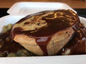 Seitan ale pie mash & mushy peas with gravy  at Magpye  in North Shields