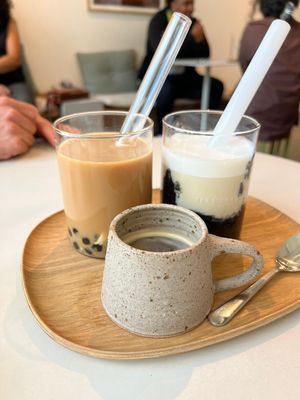 trinitea, black sesame latte  at Tea Stories in Eindhoven