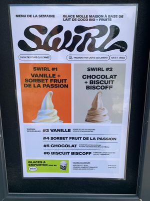 Menu of the week (Rotating menu) at Swirl in Montreal