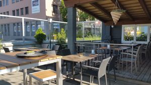 Exterior (next to somewhat busy street) at Kesar in Bern