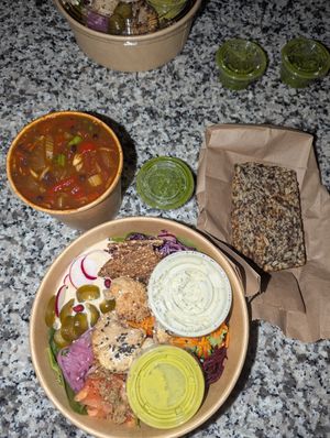 Cauliflower salad and chili at Kupfert & Kim - Yorkville in Toronto