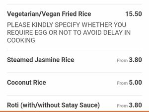 Vegan fried rice at Klua Sathorn in Castlemaine