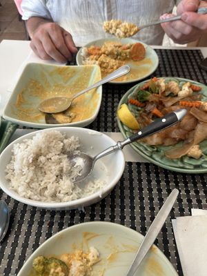 Coconut rice. A Penang and a pad see ew. We started eating and thought “we should tell the community how yum this is"  at Klua Sathorn in Castlemaine