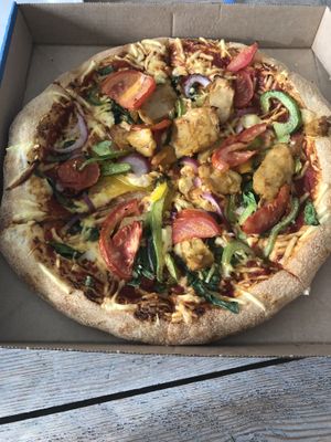 Vegan Spicy with added vegan chicken at Domino's Pizza in Goes