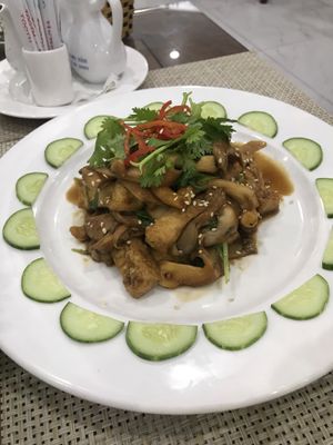 Tofu with mushrooms at Huong Sen Trang in Phan Thiet