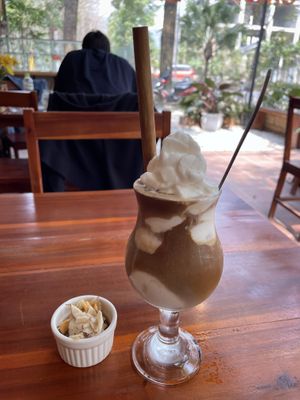 Coconut coffee  at Banh Mi Ha Noi in Tam Coc