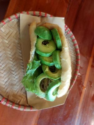 Tofu/mushroom Bahn Mi with Avocado at Banh Mi Ha Noi in Tam Coc