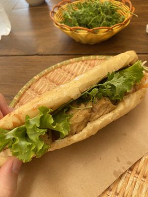 Tofu mushroom banh mi   at Banh Mi Ha Noi in Tam Coc