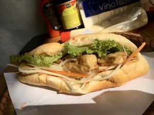 So good: peanut butter and tofu Banh Mi!!!  at Banh Mi Ha Noi in Tam Coc