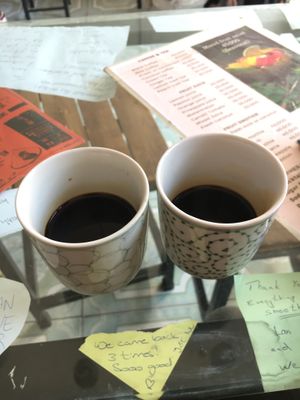 Really strong but good black coffee (each 20,000VND) at Banh Mi Ha Noi in Tam Coc