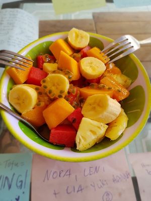 Fruit salad 😋 at Banh Mi Ha Noi in Tam Coc
