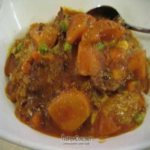 Tomato beef rice with egg omitted on request (items with egg are clearly indicated on the menu) at Paramita Vegetarian Restaurant - Tsim Sha Tsui in Kowloon