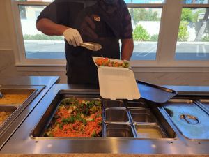 Serving food at Govinda's in Los Angeles