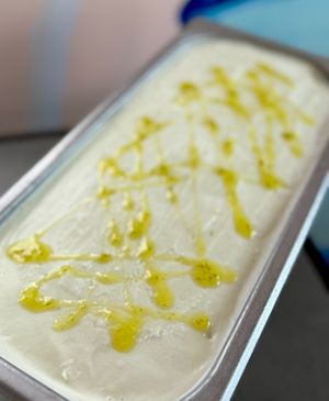 Plant-based seasonal cucumber-lemon sugar ice cream  at Asiga in Guam