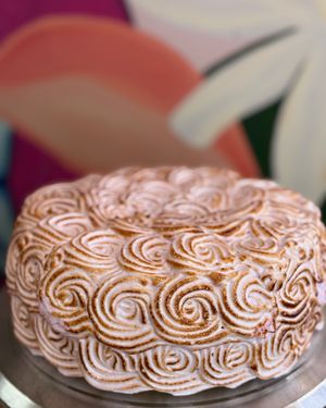 Plant-based Earl grey meringue with kalamansi curd cake  at Asiga in Guam