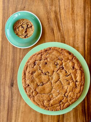 Special order plant-based giant sea salt chocolate chip cookie at Asiga in Guam