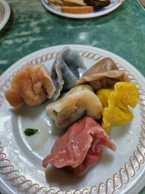 Ate one ahead of taking photo! at Lái Xīn SùShí 來欣素食手工水餃 in Taipei