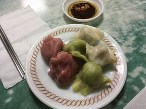 Home made dumplings at Lái Xīn SùShí 來欣素食手工水餃 in Taipei