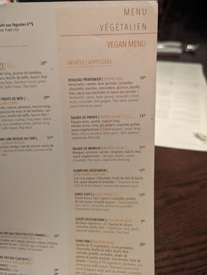 Appie menu at Siam in Montreal