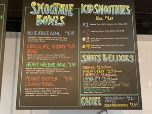 More menu options at Mountain Juicery in Hendersonville