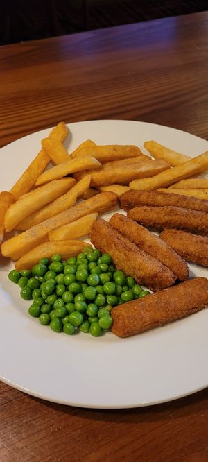 Fish fingers, chips & peas at Hungry Horse - Old Rectory in Stockport