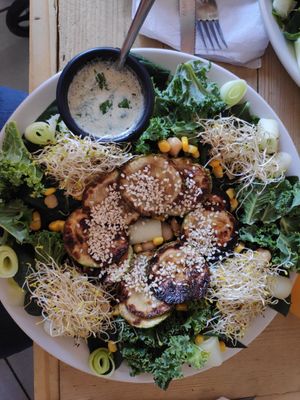 Rustic Salad: lots of greens and delicious. at Vegan Town in Ajijic