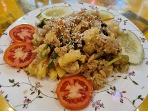 Fried rice with pineapple. at Vegan Center Cafe in Vientiane