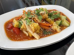 Sweet and sour duck, 40,000 kip  at Vegan Center Cafe in Vientiane