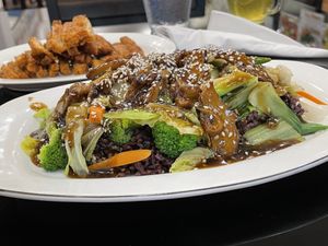 Teriyaki duck bowl, 45,000 kip  at Vegan Center Cafe in Vientiane