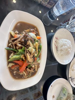 Black pepper stir fryy  at Vegan Center Cafe in Vientiane