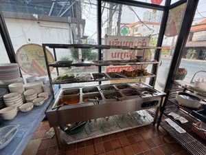 Self service area. Hot and Cold    at Vegan Center Cafe in Vientiane